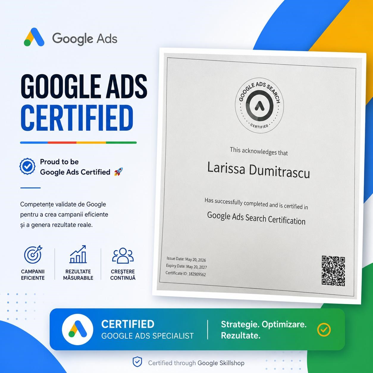 Google Ads Search Certification — Larissa Dumitrascu